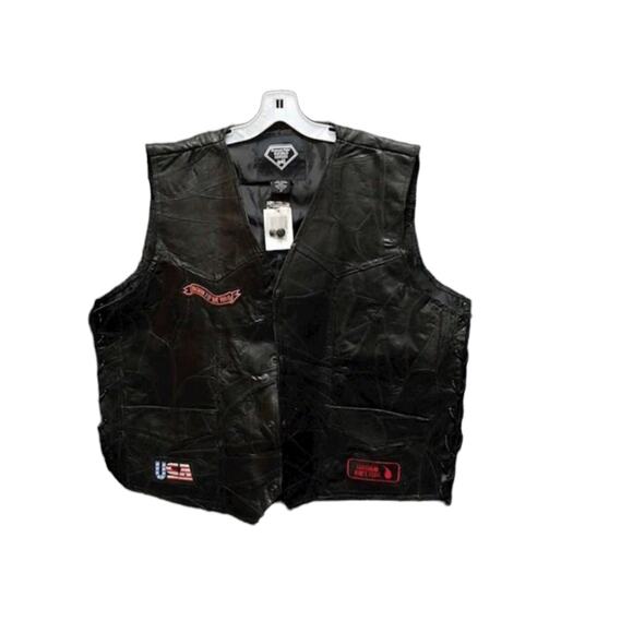 DIAMOND PLATE NWT MENS BUFFALO LEATHER BIKE VEST.  SIZE 3X - Picture 1 of 9